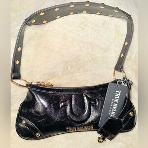 True Religion Black Leather Women's Shoulder Bag